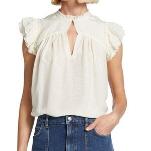 NWT! BA&SH Solstice Flutter Top - Women’s Ecru Ivory Sz Large (3) boho blouse
